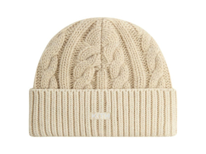 Kith Kithmas Leather Crest Mia Beanie Heather Oatmeal