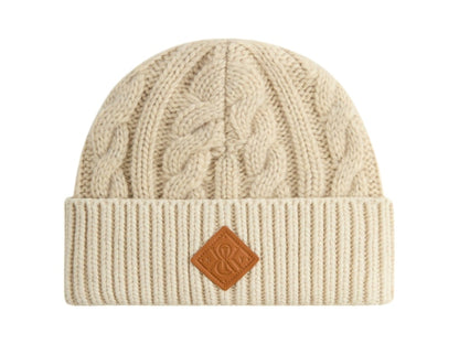 Kith Kithmas Leather Crest Mia Beanie Heather Oatmeal