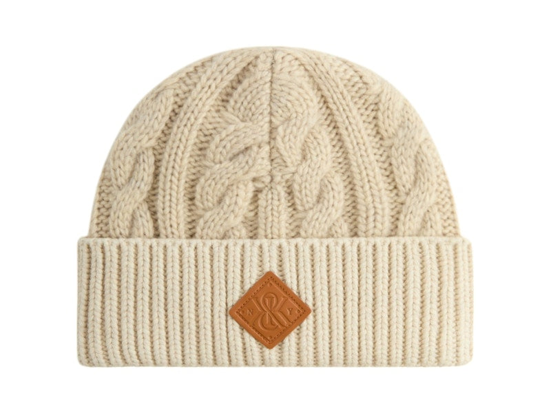 Kith Kithmas Leather Crest Mia Beanie Heather Oatmeal