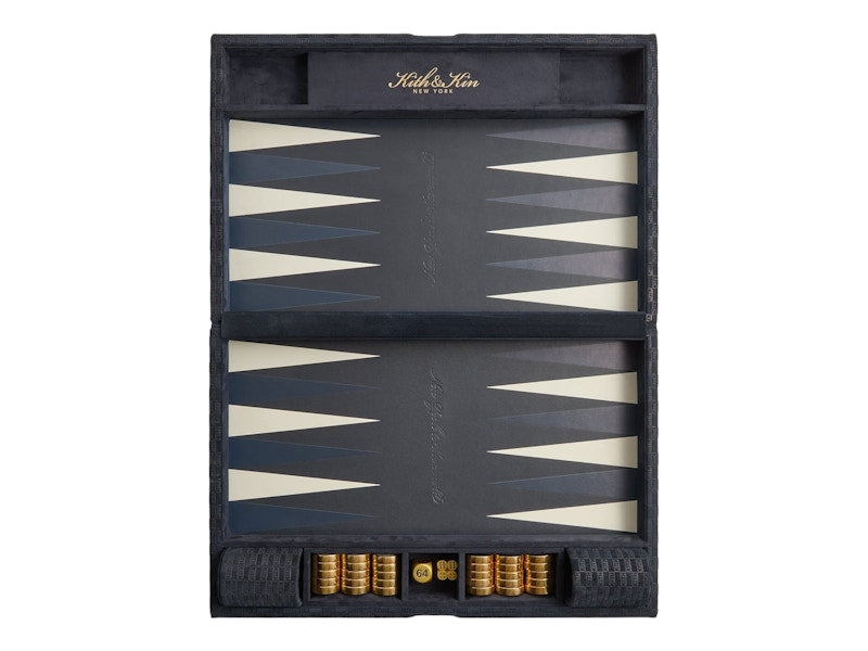 Kith Kithmas Monogram Debossed Suede Backgammon Set Ink