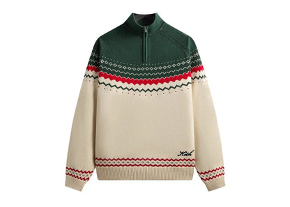 Kith Kithmas Serif Fair Isle Rue Wyona Quarter Zip Heather Oatmeal