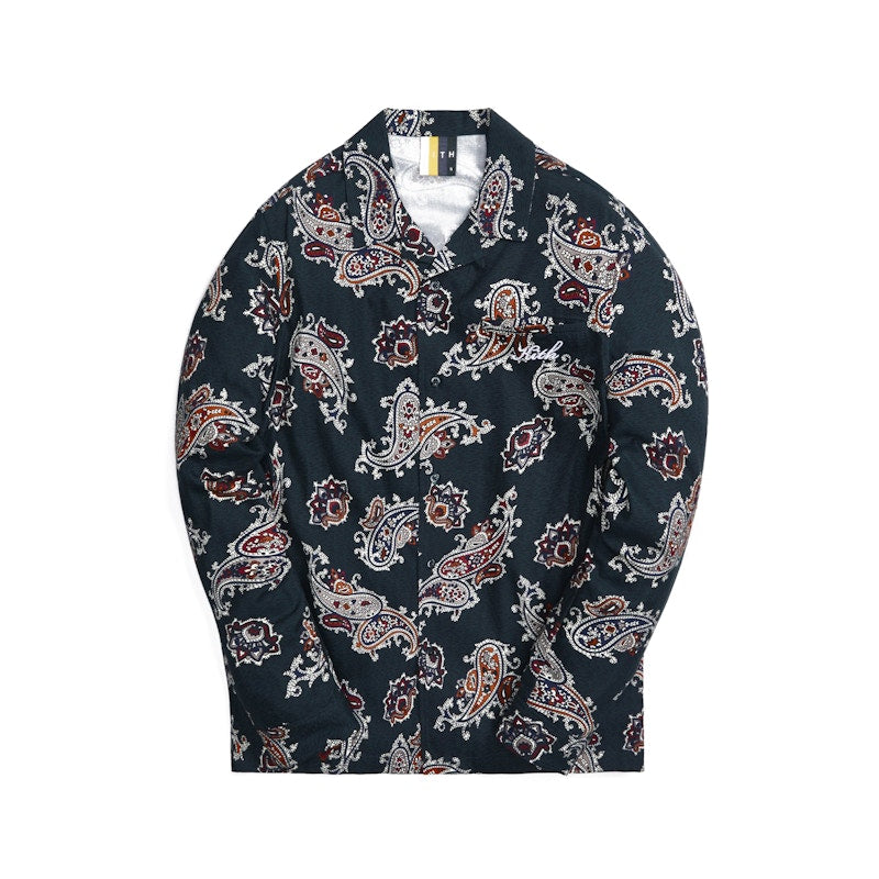 Kith L/S Thompson Printed Camp Collar Silk Cotton Shirt Stadium
