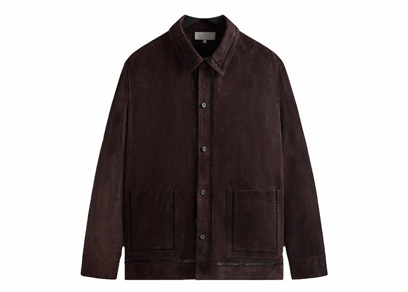 Kith Ladder Stitch Suede Boxy Collared Overshirt Incognito