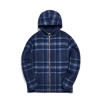 Kith Large Check Carlton Hoodie Dark Blue