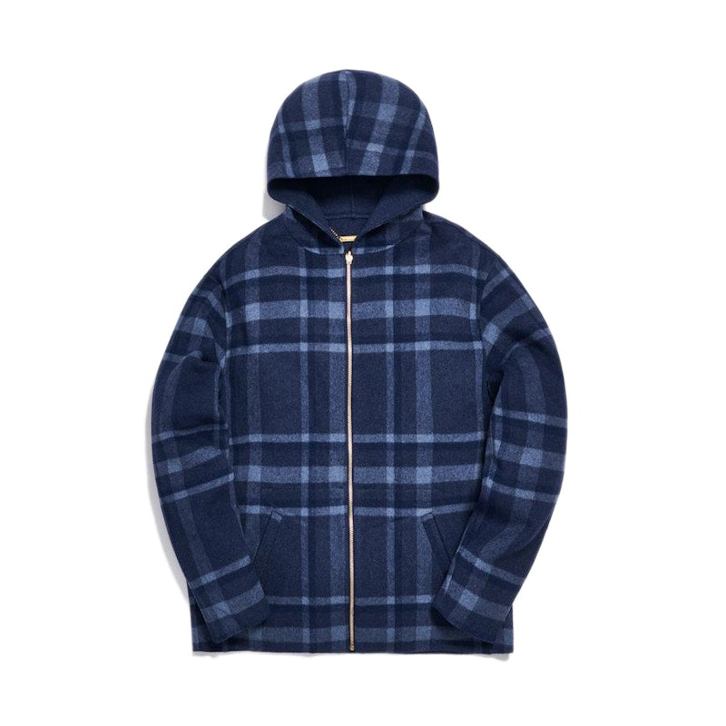 Kith Large Check Carlton Hoodie Dark Blue