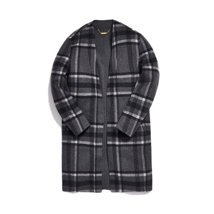 Kith Large Check Reversible Becker Wool Coat Charcoal