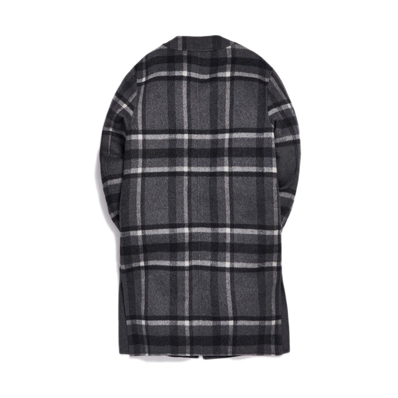 Kith Large Check Reversible Becker Wool Coat Charcoal