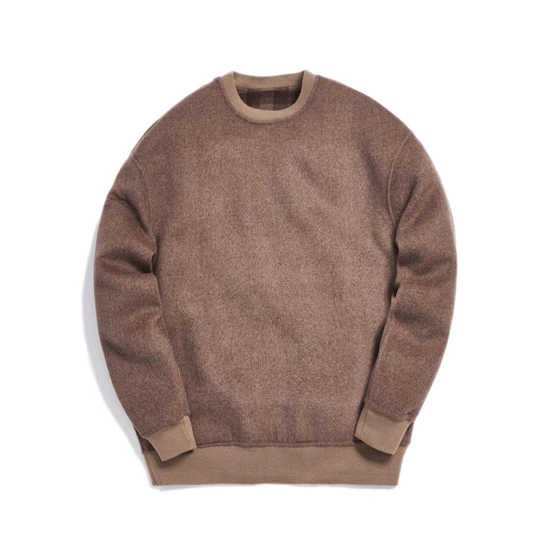 Kith Large Wool Check Crewneck Dark Brown