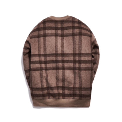 Kith Large Wool Check Crewneck Dark Brown
