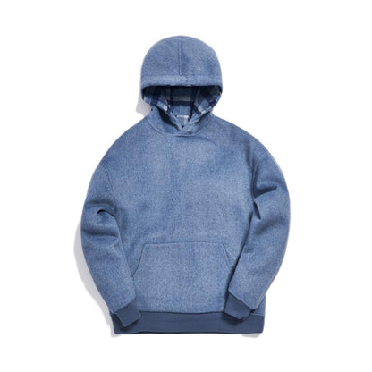 Kith Large Wool Check Hoodie Light Blue