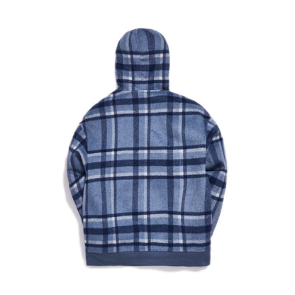 Kith Large Wool Check Hoodie Light Blue