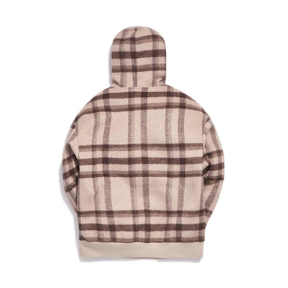 Kith Large Wool Check Williams II Hoodie Beige