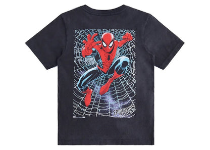 Kith Marvel Kids Spider-Man Web Logo Vintage Tee Black