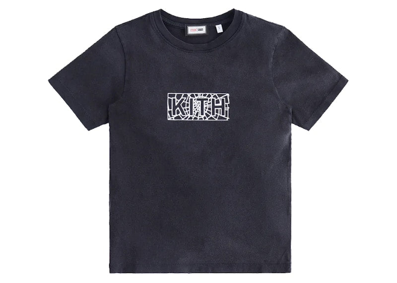 Kith Marvel Kids Spider-Man Web Logo Vintage Tee Black