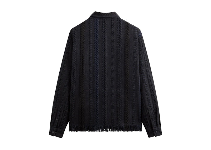 Kith Mixed Stripe Tweed Boxy Collared Overshirt Nocturnal