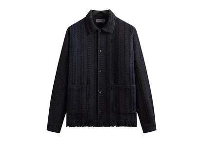 Kith Mixed Stripe Tweed Boxy Collared Overshirt Nocturnal