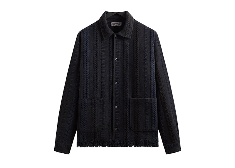 Kith Mixed Stripe Tweed Boxy Collared Overshirt Nocturnal