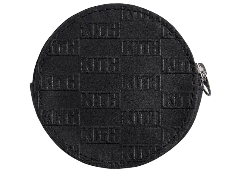 Kith Monogram Leather Coin Pouch Black