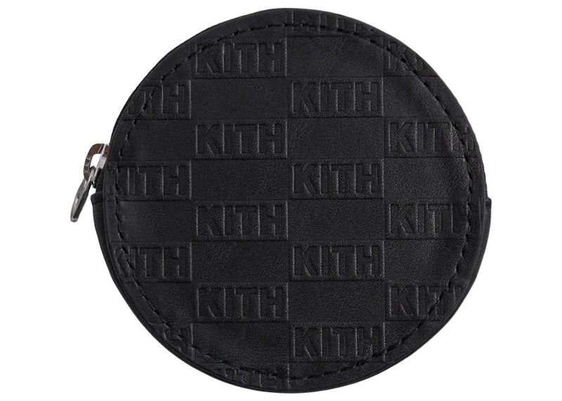 Kith Monogram Leather Coin Pouch Black