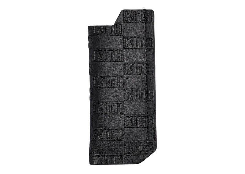 Kith Monogram Leather Lighter Pouch Black