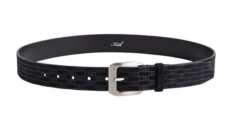 Kith Monogram Suede Leather Belt Black