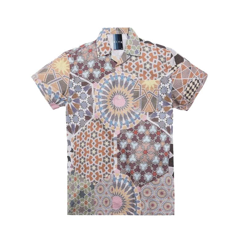 Kith Moroccan Tile Print Seersucker Camp Shirt Multi