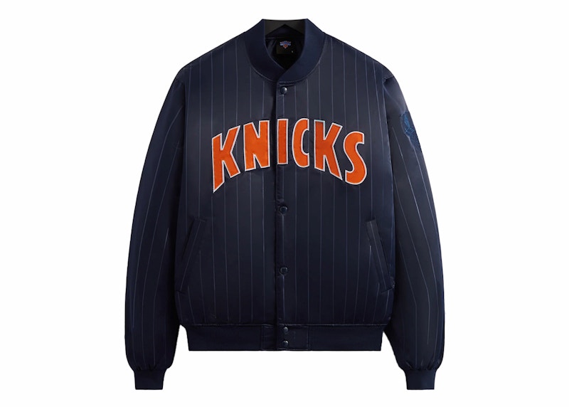 Kith New York Knicks Pinstripe Satin Bomber Jacket Nocturnal