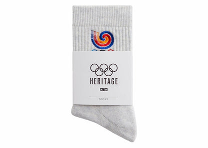 Kith Olympics Heritage Seoul Mid Crew Sock Light Heather Grey