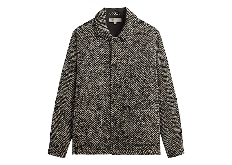 Kith Oversized Herringbone Boxy Collared Overshirt Black
