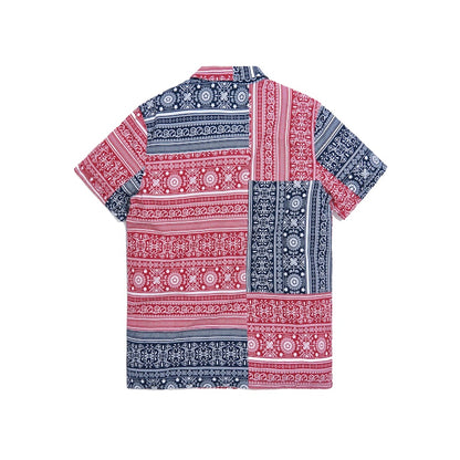 Kith Patchwork Camp Shirt Red/Navy Multi