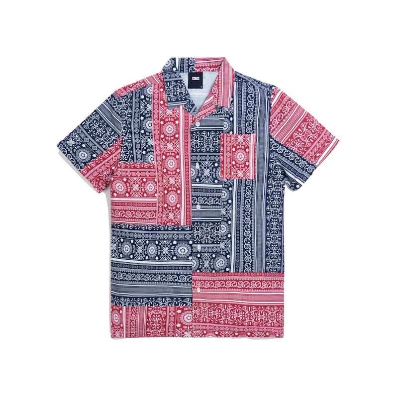 Kith Patchwork Camp Shirt Red/Navy Multi