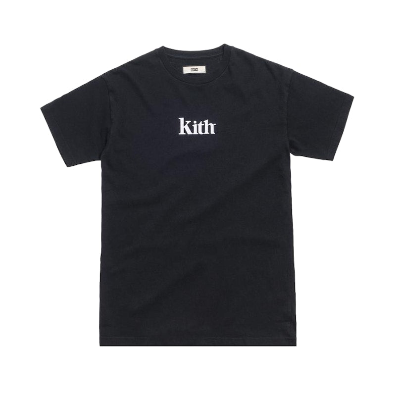 Kith Pigment Dyed Serif Logo Tee Black