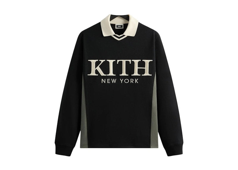 Kith Pique Long Sleeve Tap Polo Black