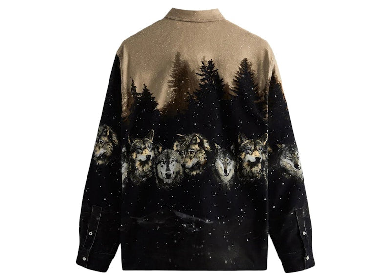 Kith Printed Wolves Cord Ludlow Shirt Black