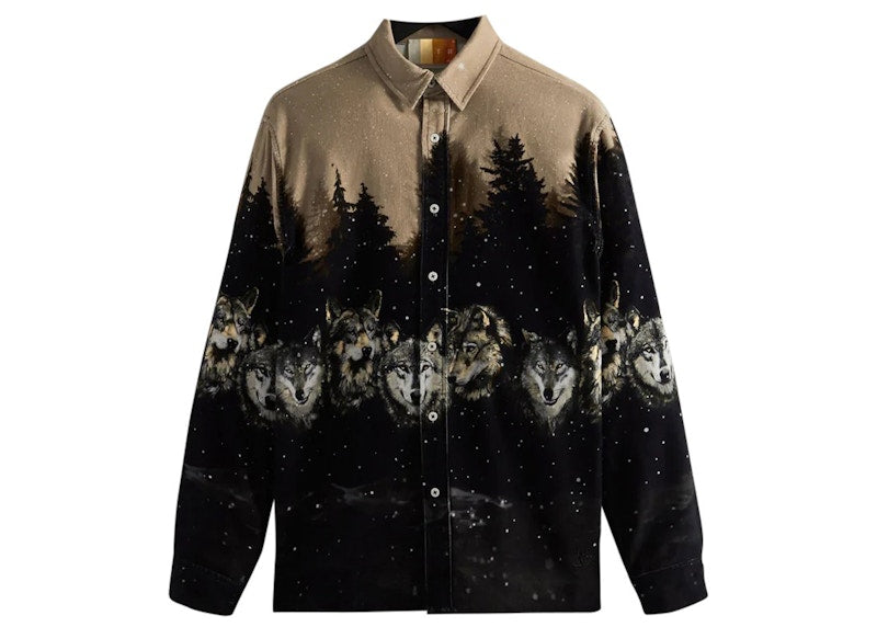 Kith Printed Wolves Cord Ludlow Shirt Black