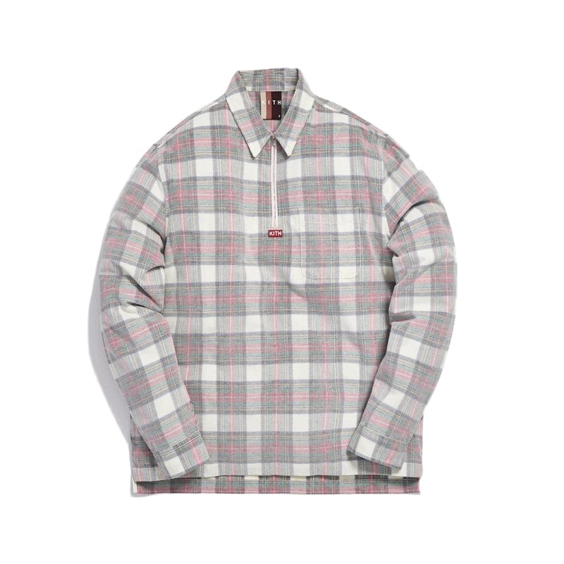 Kith Quarter Zip Collared Shirt White/Red