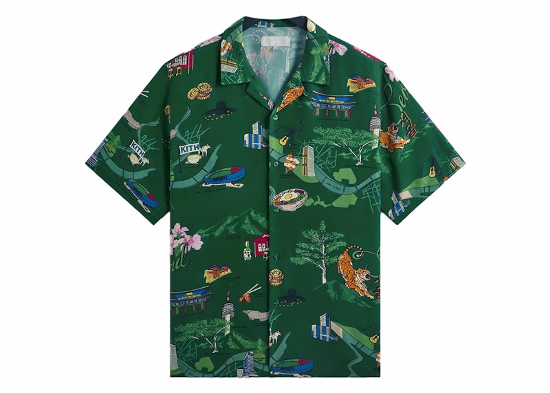 Kith Seoul Thompson Camp Collar Shirt Conifer
