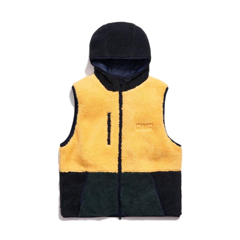 Kith Sherpa Vest Hoodie Solar Yellow