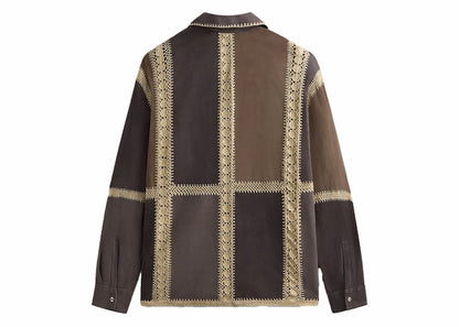 Kith Suede Combo Boxy Collared Overshirt Hematite