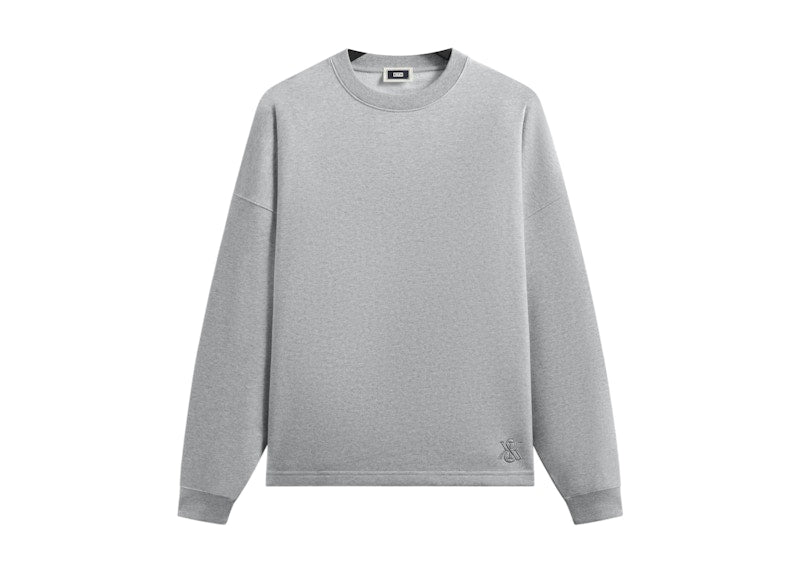 Kith Sueded French Terry Long Sleeve Lawson Tee Mid Heather Grey