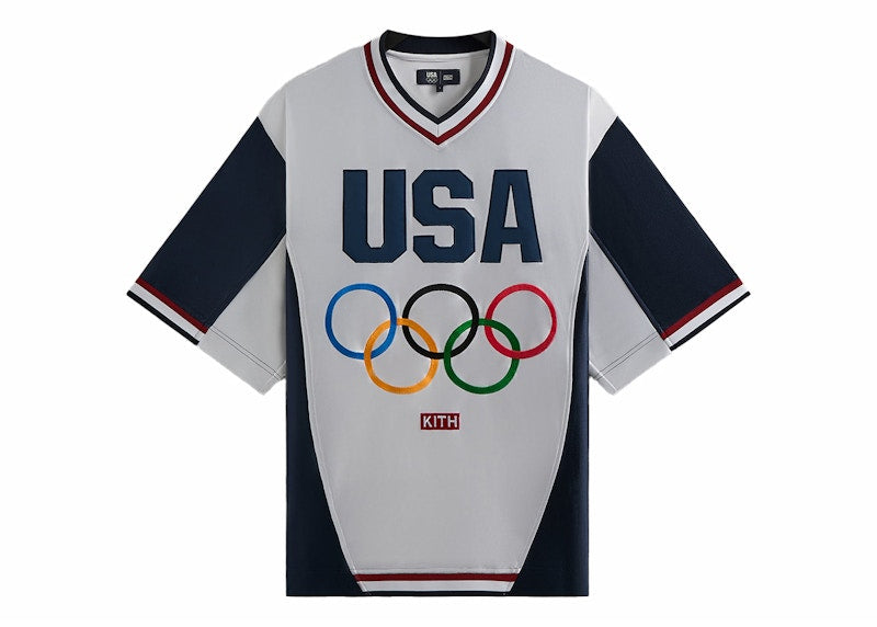 Kith Team USA Faille Jersey Warmup Shirt White