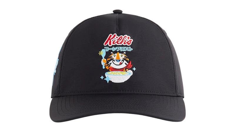 Kith Treats Kellogg’s Frosted Flakes Cereal Tony the Tiger Nylon Bay Low Pinch Crown Snapback Black