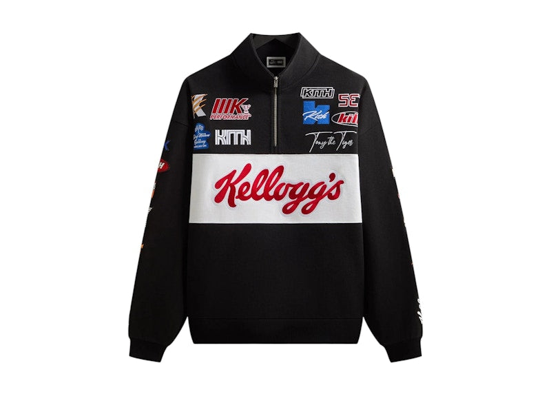 Kith Treats Kellogg’s Frosted Flakes Cereal Tony the Tiger Racing Nelson Quarter Zip Black