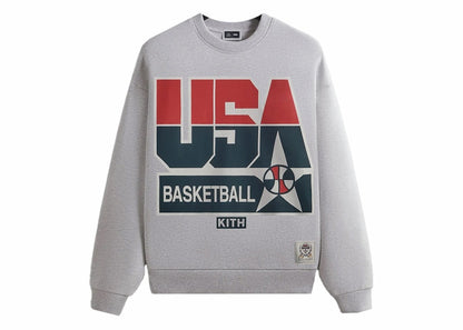 Kith USA Basketball Legend Vintage Nelson Crewneck Light Heather Grey