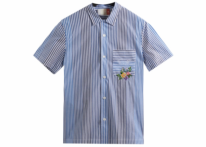 Kith Variegated Striped Poplin Thompson Camp Collar Shirt Current
