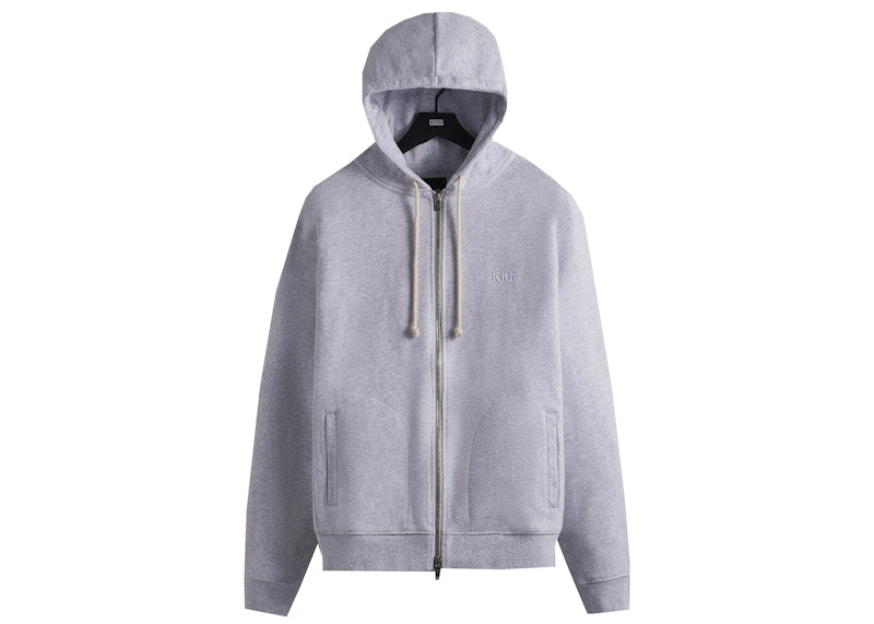 Kith Williams V Zip Up Hoodie Light Heather Grey