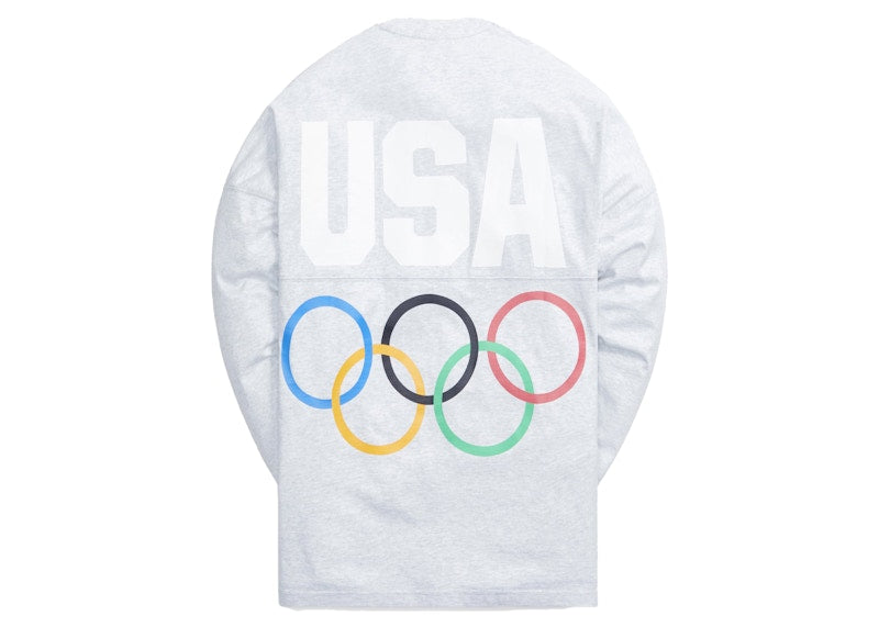 Kith for Team USA 5 Rings L/S Spirit Tee Light Heather Grey