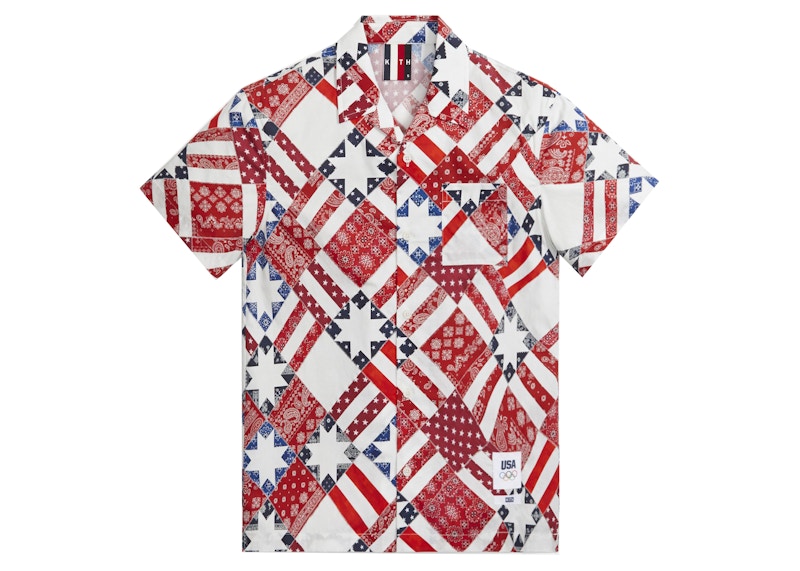 Kith for Team USA Starry Quilt Camp Collar Shirt Pyre