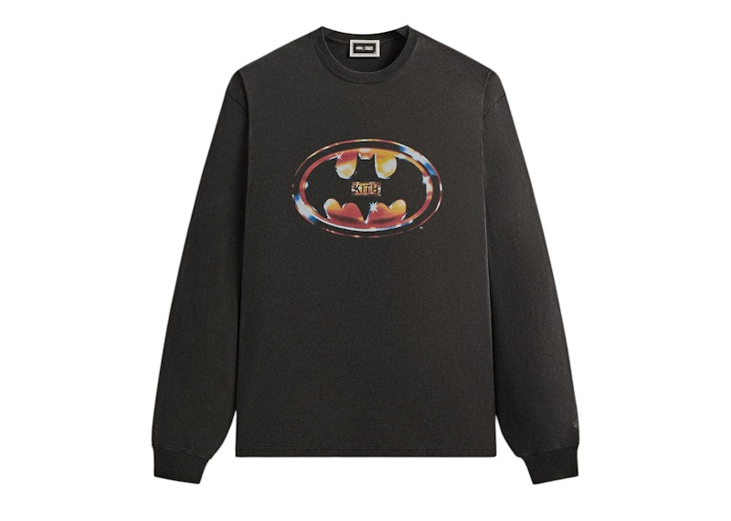 Kith x Batman Logo Vintage Long Sleeve Tee Black