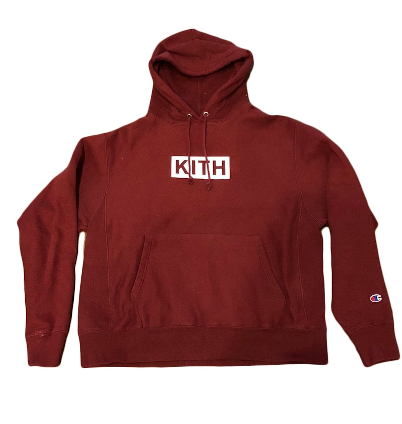 Kith x Champion Box Logo Hoodie Red
